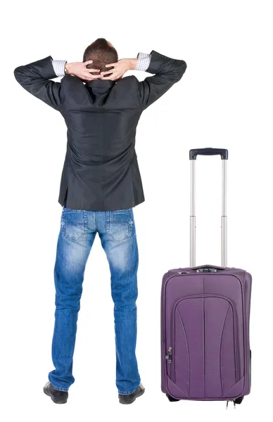 Businessman traveling with suitcase — Stock Photo, Image