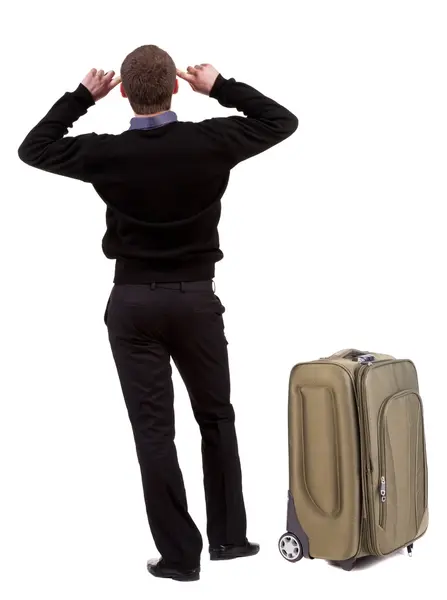 Businessman traveling with suitcase — Stock Photo, Image