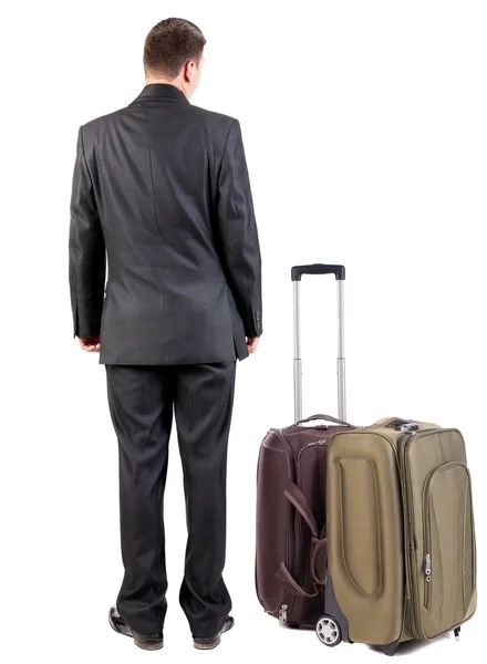 Businessman traveling with suitcase — Stock Photo, Image