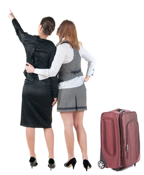 Back view of businessteam traveling with suitcase . — Stock Photo, Image