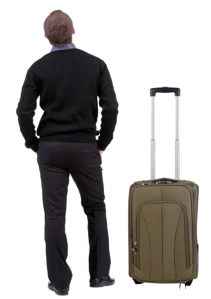 Бизнесмен путешествует с чемоданом — стоковое фото
