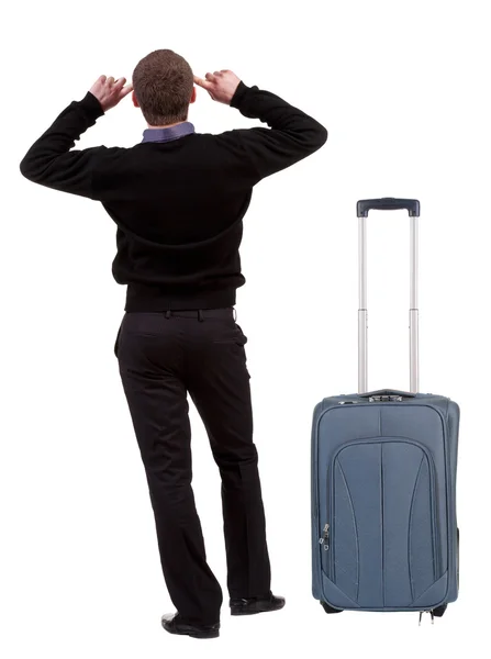 Businessman traveling with suitcase — Stock Photo, Image