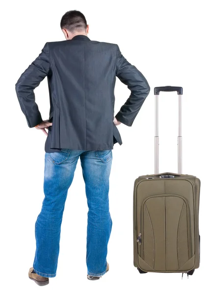 Businessman traveling with suitcase — Stock Photo, Image