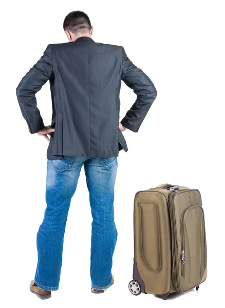 Businessman traveling with suitcase — Stock Photo, Image