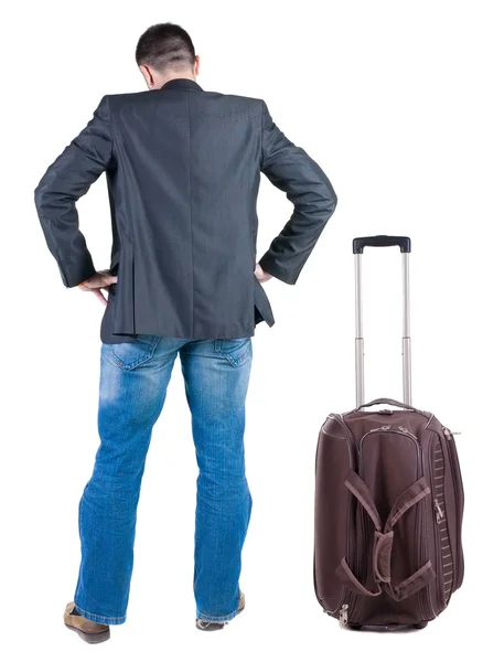 Businessman traveling with suitcase — Stock Photo, Image