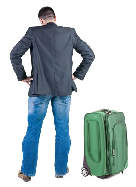 Businessman traveling with suitcase — Stock Photo, Image