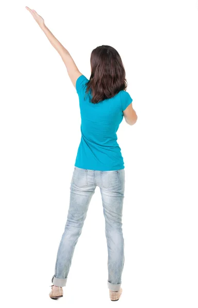 Back view of pointing woman. — Stock Photo, Image