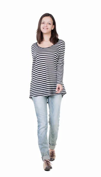 Vista posterior de poca mujer en jeans . —  Fotos de Stock