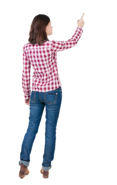 Back view of pointing woman. — Stock Photo, Image