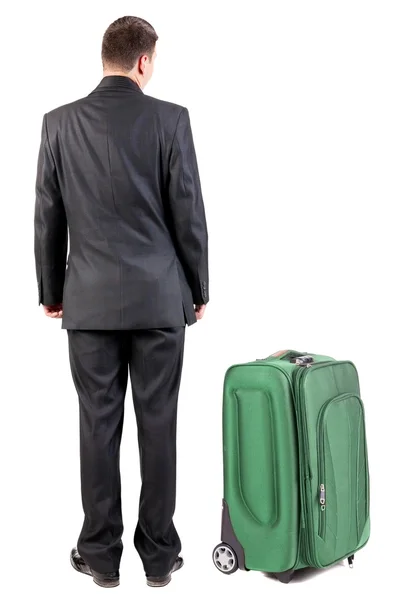 Businessman traveling with suitcase — Stock Photo, Image