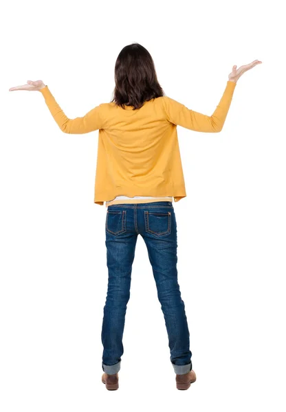 Business-Frau im gelben pulover — Stockfoto