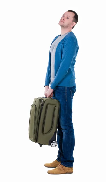 Man with green suitcase — Stock Photo, Image