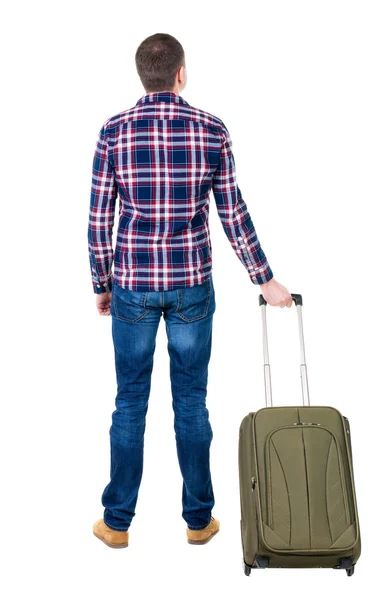 男人带着绿色的手提箱 — 图库照片