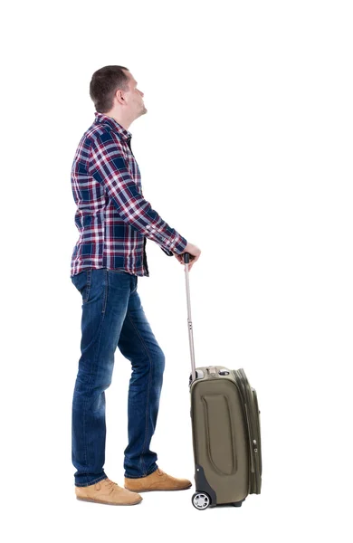 Man with green suitcase — Stock Photo, Image