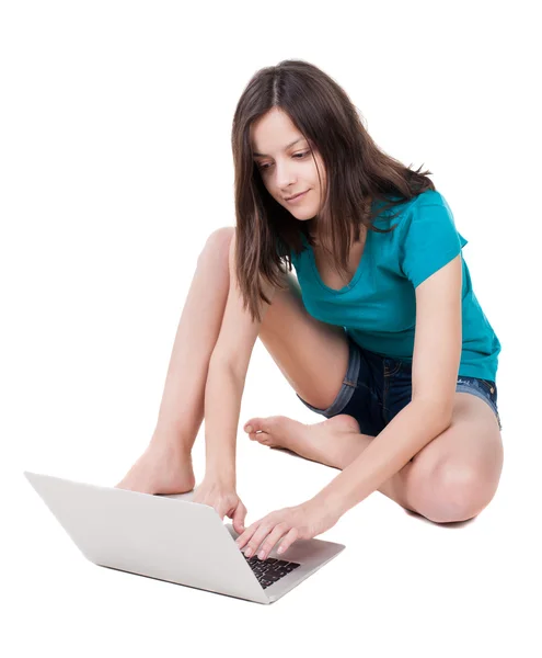 Mulher com laptop — Fotografia de Stock