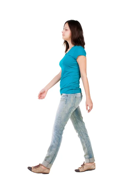 Walking woman on white background — Stock Photo, Image