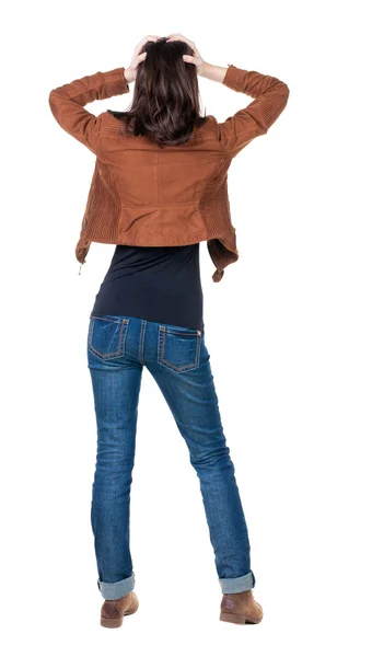 Mujer sorprendida en jeans — Foto de Stock