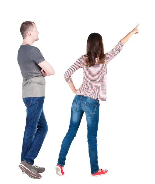 Young couple   look into the distance — Stock Photo, Image