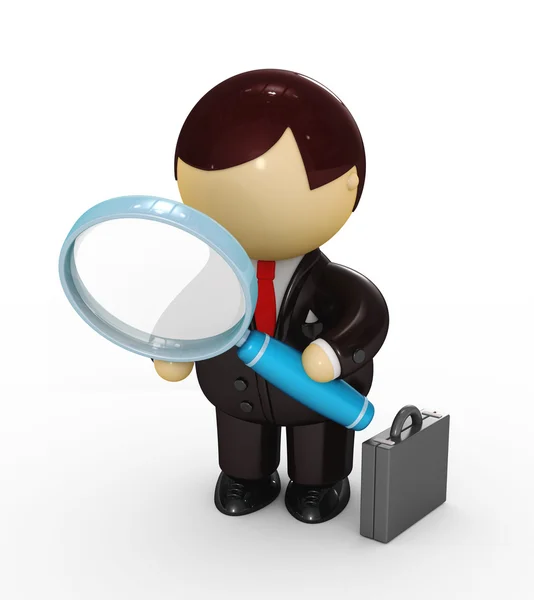 Businessman looking through magnifying glass — Stock Photo, Image