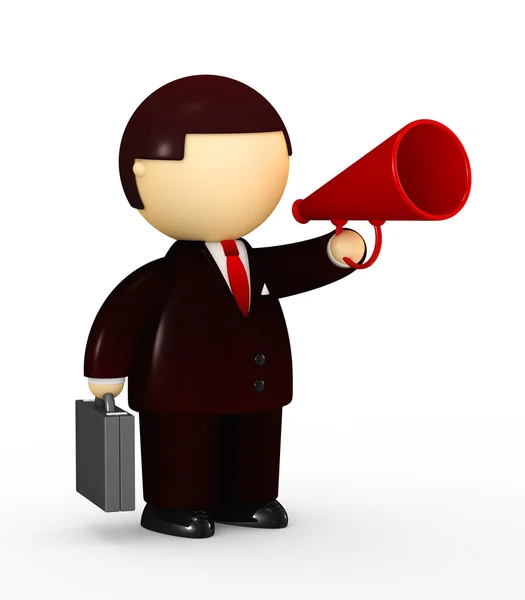 Businessman speaking in a megaphone — Stock Photo, Image