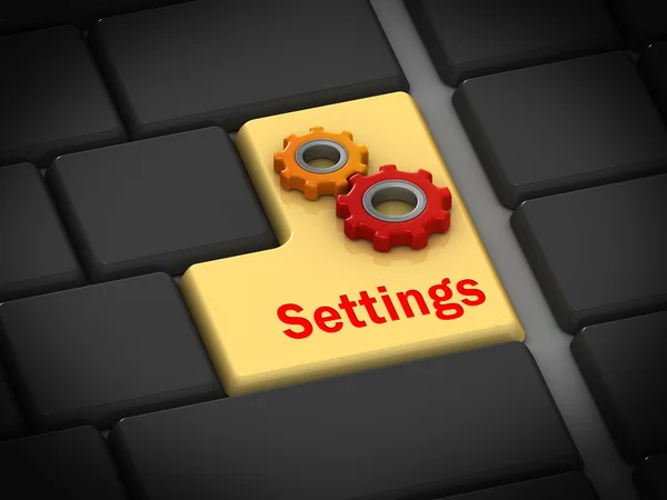 Settings sign on keyboard — Stock Photo, Image