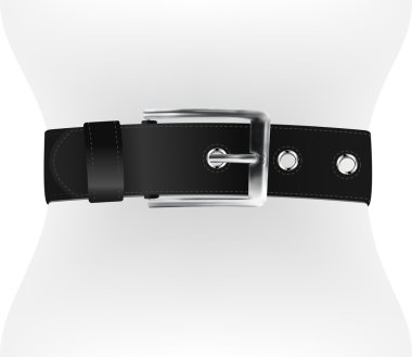 Dark leather belt on waist clipart