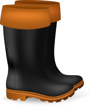 Blank safety rubber boots template. clipart