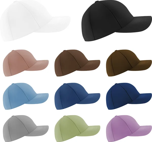Conjunto de modelos de chapéus de beisebol . — Vetor de Stock