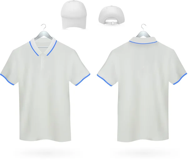 Set of white Polo shirts template for men. — Stock Vector