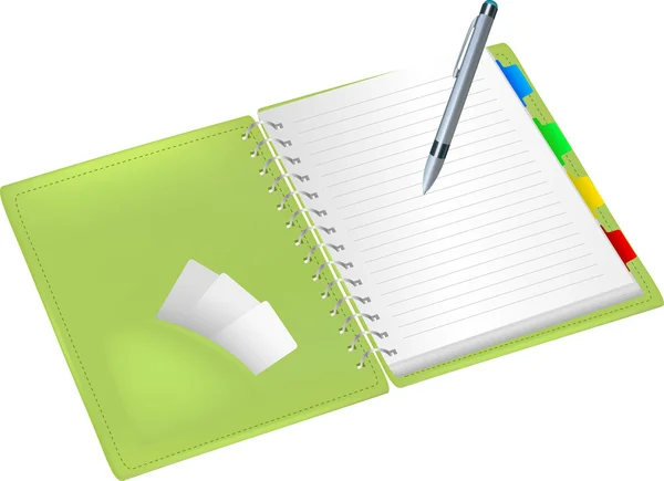 Spiral defter ve kalem.