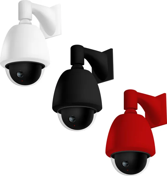 Security camera's gemonteerd op de muur — Stockvector