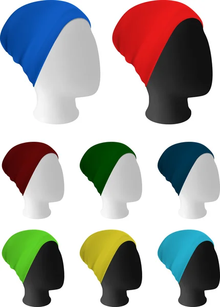 Warm knitted hat on mannequin head — Stock Vector