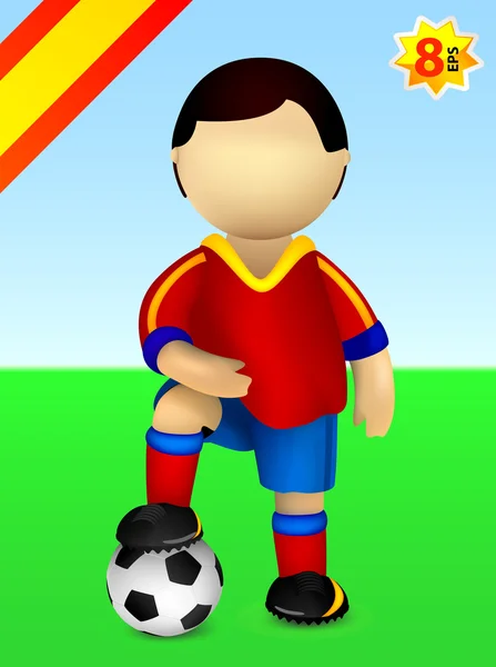 Spanish soccer player standing with a ball. — Stock Vector