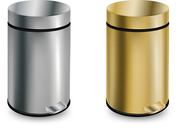 Set of two closed trash cans. — Stock Vector