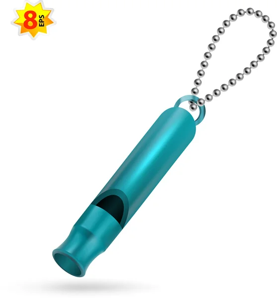 Blue metal whistle. — Stock Vector