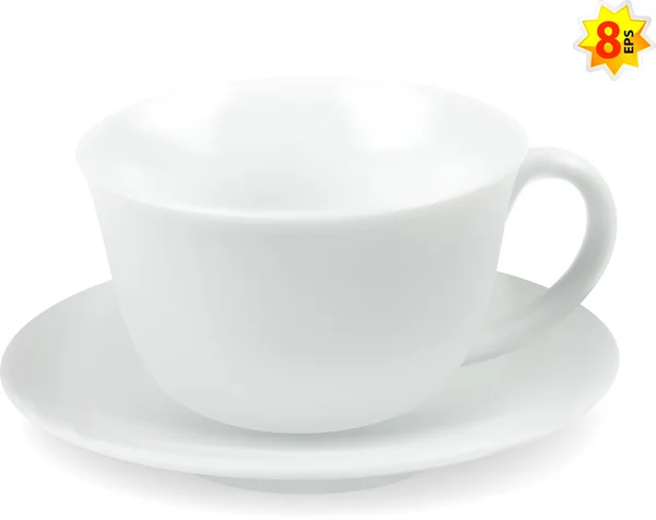 하얀 컵 과 접시 — 스톡 벡터