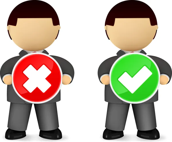 Panneaux "Oui" et "Non" pour les hommes d'affaires — Image vectorielle