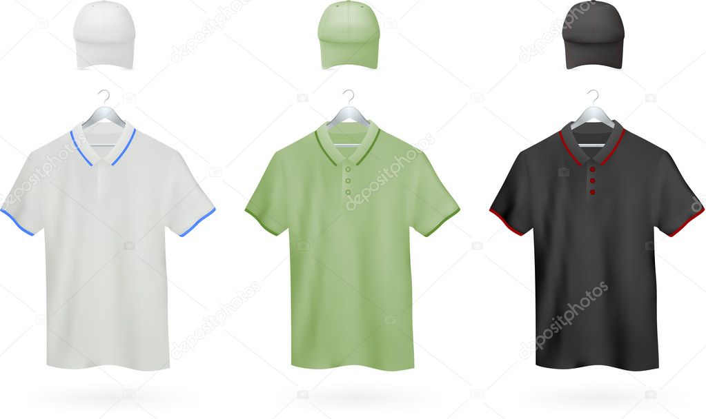 Set of Polo shirts and baseball caps