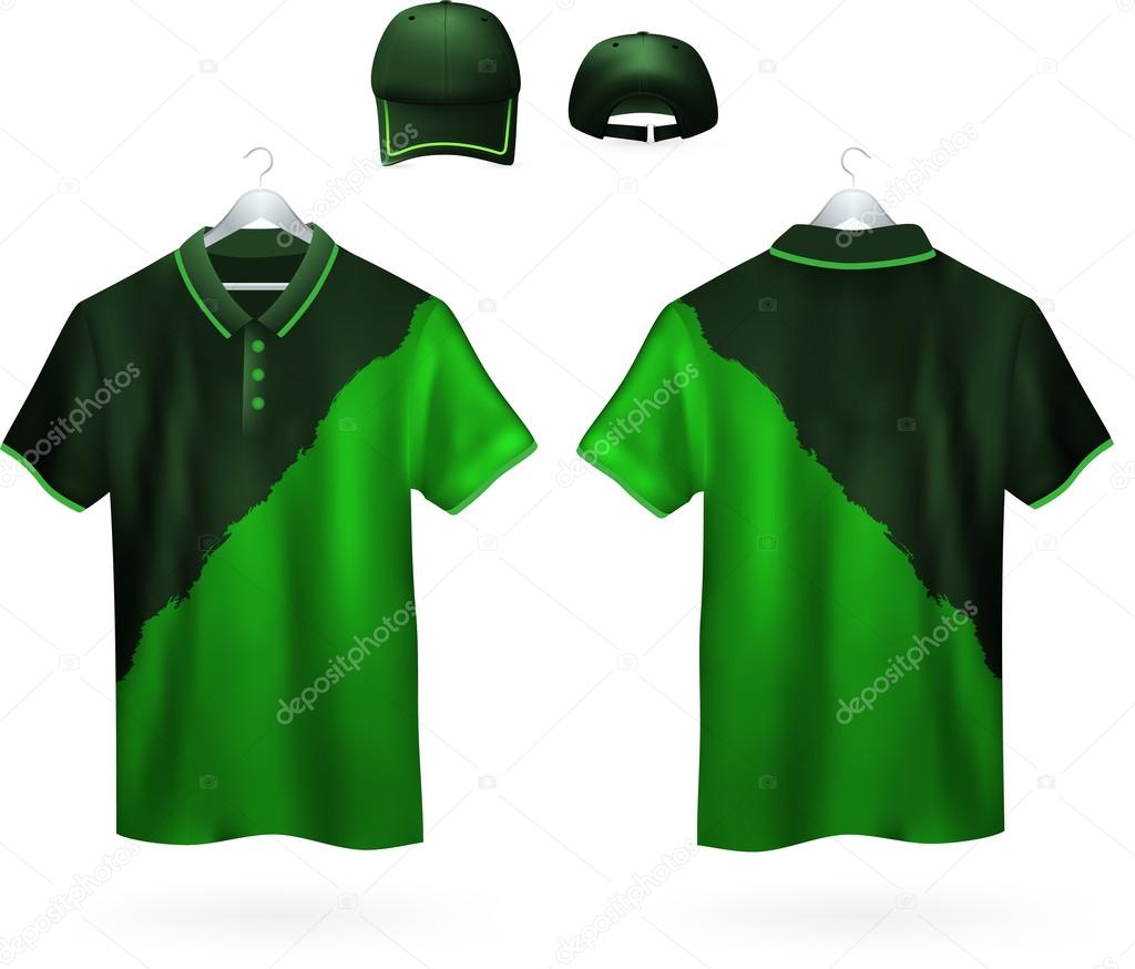 Set of two-color Polo shirts and caps