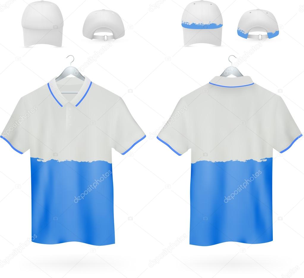 Set of two-color Polo shirts and caps