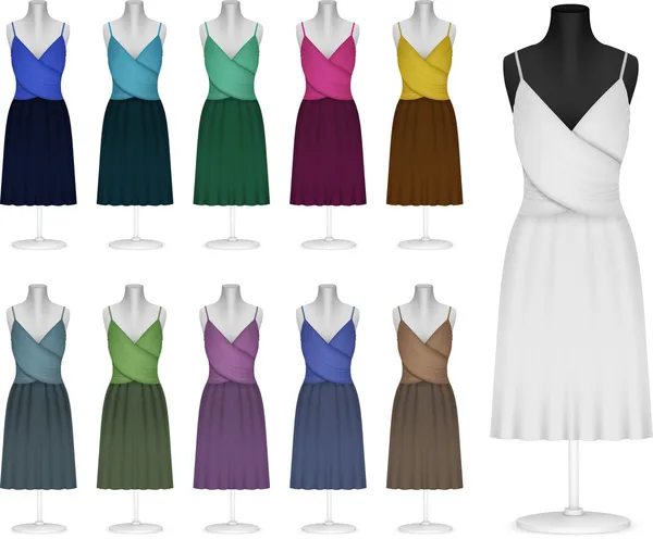 Modelo de vestido simples feminino clássico —  Vetores de Stock