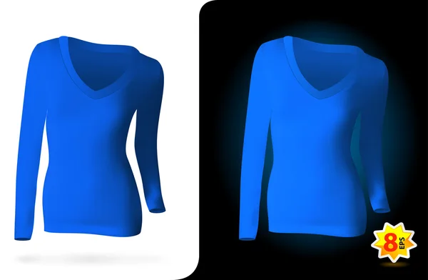 Camisa azul fêmea — Vetor de Stock