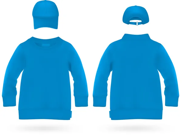 Chemise à manches longues unie avec chapeaux de baseball pour enfants . — Image vectorielle