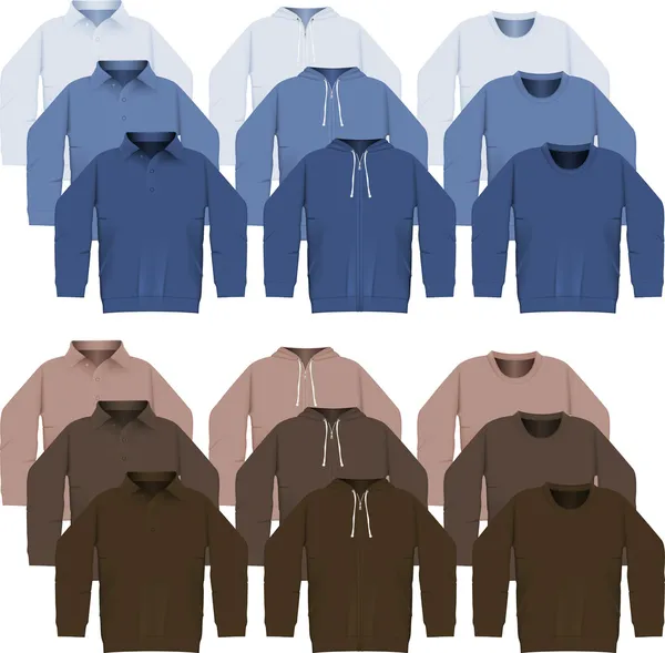 Простий тренувальний светр з капюшоном, куртка з довгим рукавом, сорочка . — стоковий вектор