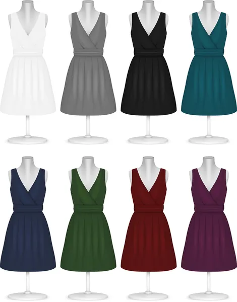 Klassieke vrouwen gewone jurk sjabloon — Stockvector