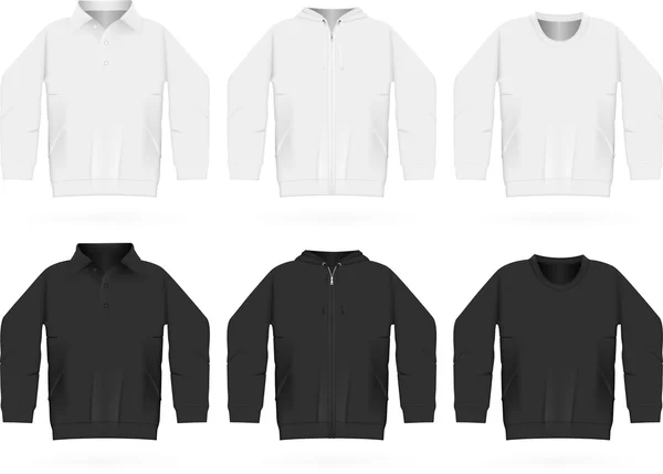 Platte opleiding hooded sweatshirt, lange mouw jas, shirt. — Stockvector