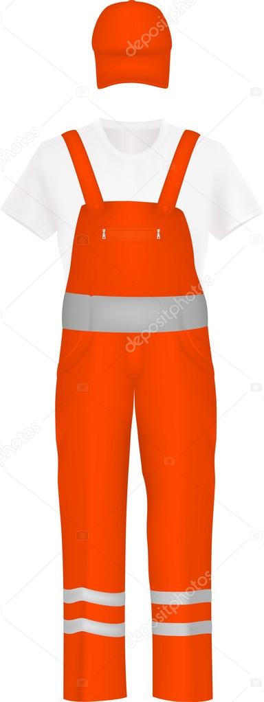 Orange coverall uniform set.