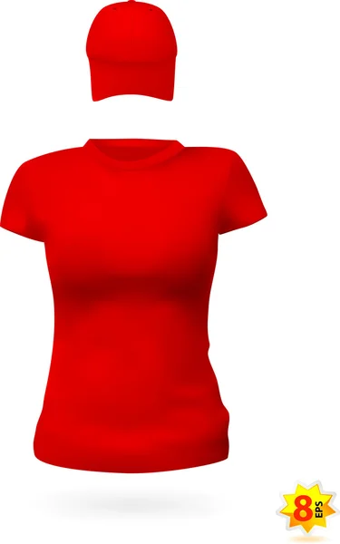 Camiseta y gorra en blanco para mujer . — Archivo Imágenes Vectoriales