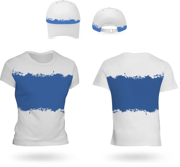 Design template of two-color t-shirts and baseball caps. — Stock Vector