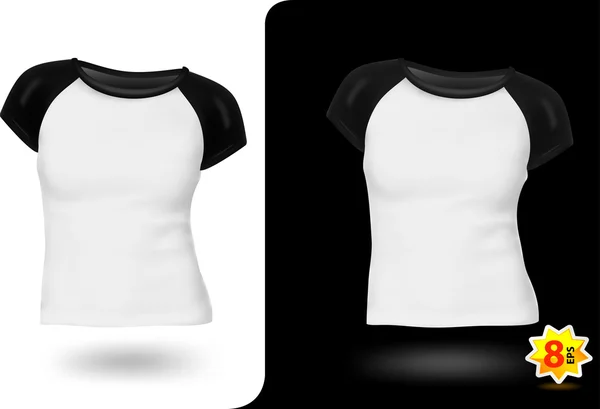 Frauen zweifarbige T-Shirt-Vorlage. — Stockvektor